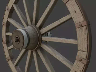 Realistic Wooden Cart Wheel 3d model 3D model