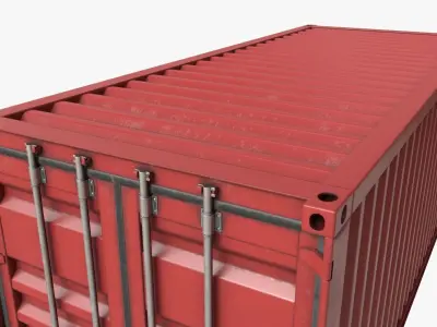 Shipping Container Dry 20-foot Red Dirty 3D model