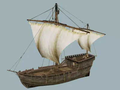 Galeon Ship X1 Game-Ready Low Poly 3D Model Low-poly 3D model