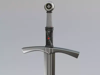 Medieval sword Low-poly 3D model 14