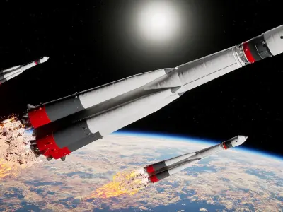 Spaceship Rocket Low-poly 3D model