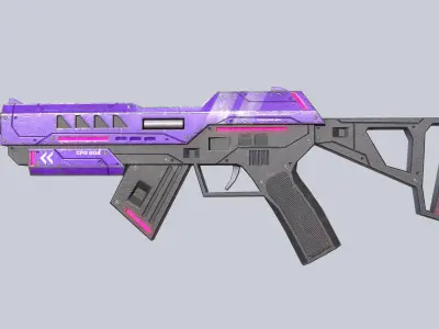 Cyberpunk gun Low-poly 3D model