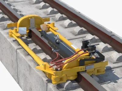 Enerpac Rail Puller Mounted on Track 3D model