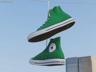 Green Converse All Star Sneakers Suspended by Laces 3D model