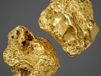 Gold Nugget - PBR Game-Ready Low-poly 3D model