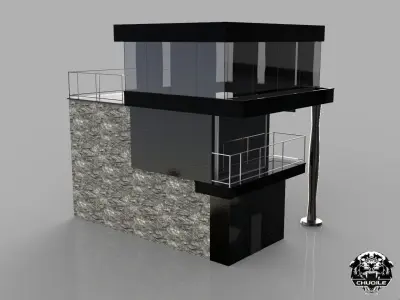 Modern Building Low-poly 3D model 5
