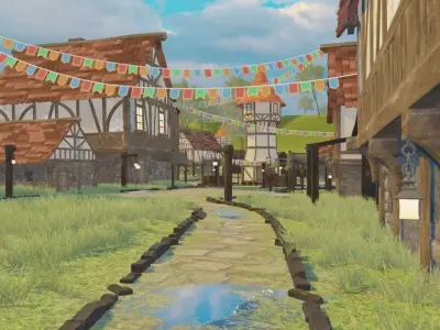 Scenic Coastal Village 3D model