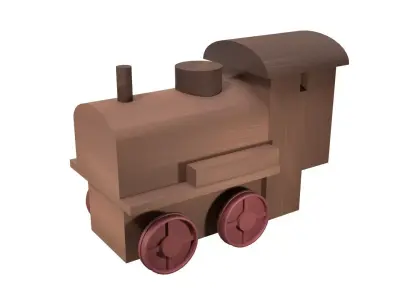 Low Poly Wooden Toy Train Low-poly 3D model purchase