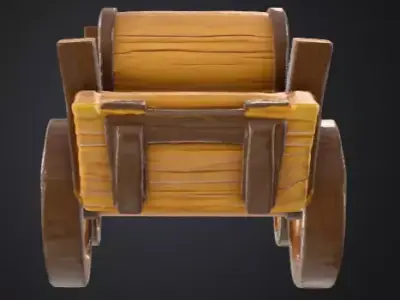 Low Poly Medieval Wooden Cart Stylized Fantasy Game Asset Low-poly 3D model