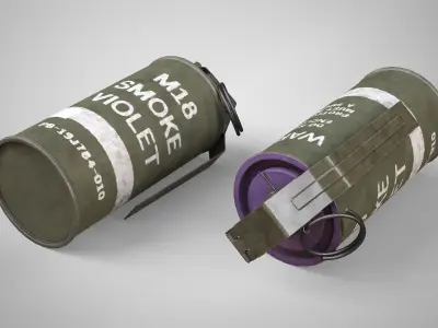M18 Violet Smoke Hand Grenade AAA Game Ready Low-poly 3D model