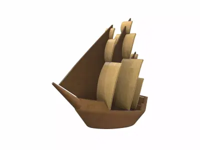 Wooden ship toy 9 Free 3D model