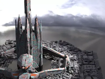Space station pillars 3D model