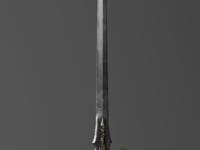 lowpoly Knight Sword Free low-poly 3D model