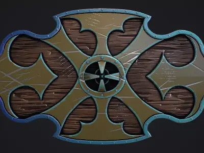 Fantasy Shield 4 stylized game ready 3d model Low-poly 3D model