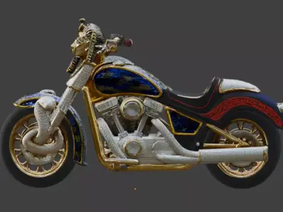  Egyptian Pharaoh Luxury Chopper motorcycle Low-poly 3D model