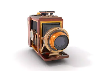 Antique Brass Camera model pack Low-poly 3D model