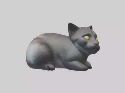 Iriomote Cat resting model Low-poly 3D model