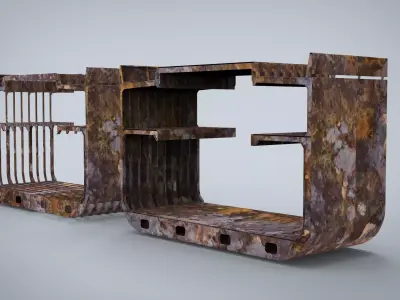 Construction Ship Low-poly 3D model