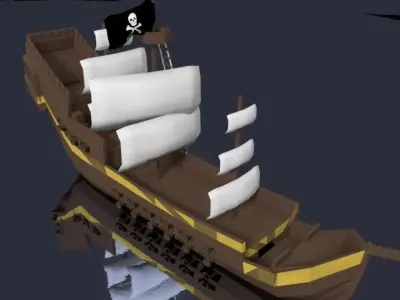 pirate ship 3D model 8