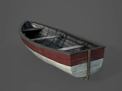 Painted Wooden Boat - PBR and Game Ready Low-poly 3D model
