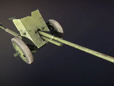 Artillery russian cannon Low-poly 3D model