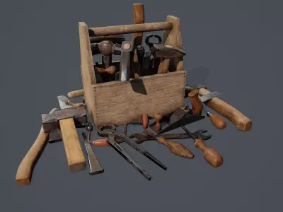 Woodworking Tools PBR Low-poly 3D model