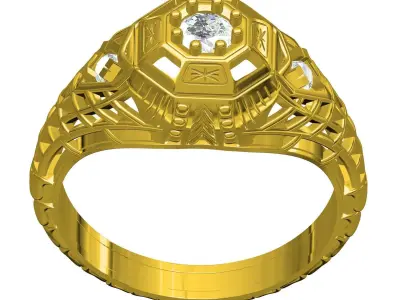 Antique Art Deco Filigree Engagement Ring 3D print model purchase