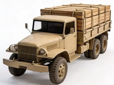 WWII Heavy Logistics Truck 3D Model Low-poly 3D model