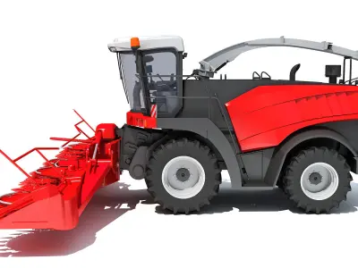 Red Combine Harvester 3D model
