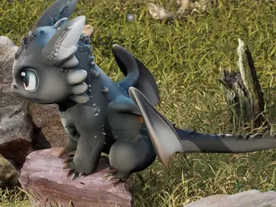 Adorable Baby Dragon Stylized Creature 3D Model Low-poly 3D model