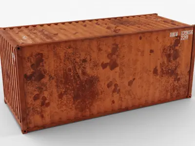 20Ft Cargo Container - Orange - Rusted 3D model