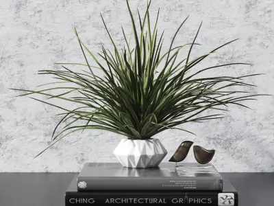Decor set 1 plant in vase 3D model