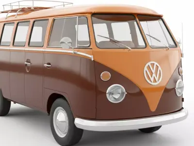 Classic 1978 Volkswagen T2 Champagne Edition Low-poly 3D model