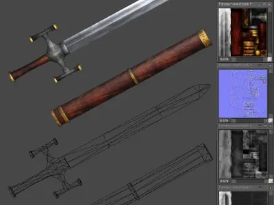 Fantasy sword pack1 Low-poly 3D model