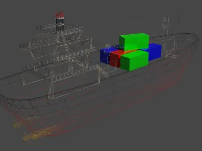 Low Poly Game Ready Industry Ship Low-poly 3D model