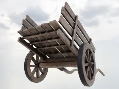 Wooden Wagon Low-poly 3D model buy