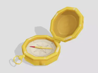 Gold Compass - Hand Painted 3D model
