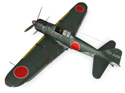 Mitsubishi A6M2 Sen Baku - Kamikaze Unit 3D model
