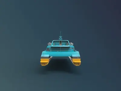 Ferry Roro Ship Catamaran Hull Low-poly 3D model