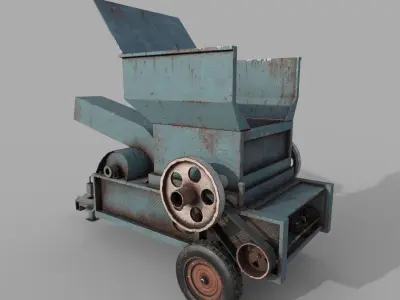 Old Rusted Hay Maker Machine PBR Low-poly 3D model