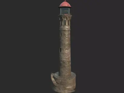 The old-fashioned lighthouse by the seaside 3D model