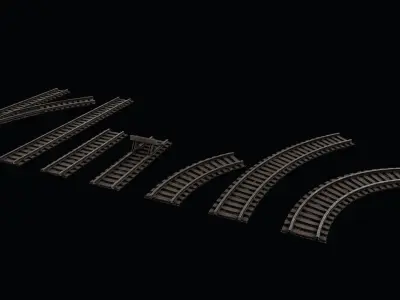 Old Modular Railway Tracks Low-poly 3D model