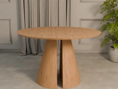 Round Wooden Table  Free low-poly 3D model