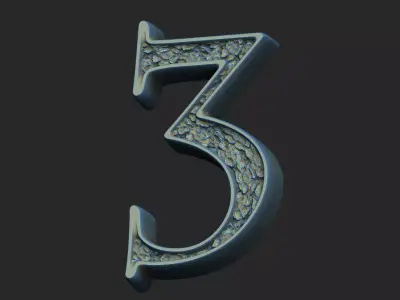 Floral numbers design gothic gold silver ancient formal royal  3D print model
