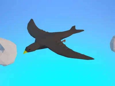 Lowpoly bird flying in air Low-poly 3D model