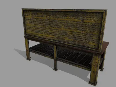 workbench bench made of wood and metal Low-poly 3D model purchase