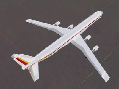 Fictional Quad Engine Modernized 1950s Jetliner DC-8-63 Inspired Low-poly 3D model