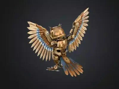 Steampunk Mechanical Owl  Clockwork Cybernetic Bird  3D 3D print model