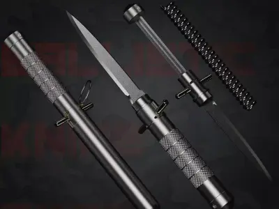 REAL SPETSNAZ BALLISTIC KNIFE TYP2 ACCURATE FUNCTIONAL CAD 3D model