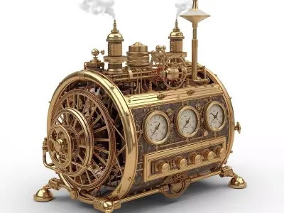 Steampunk Industrial Communication Device 3D Model Low-poly 3D model